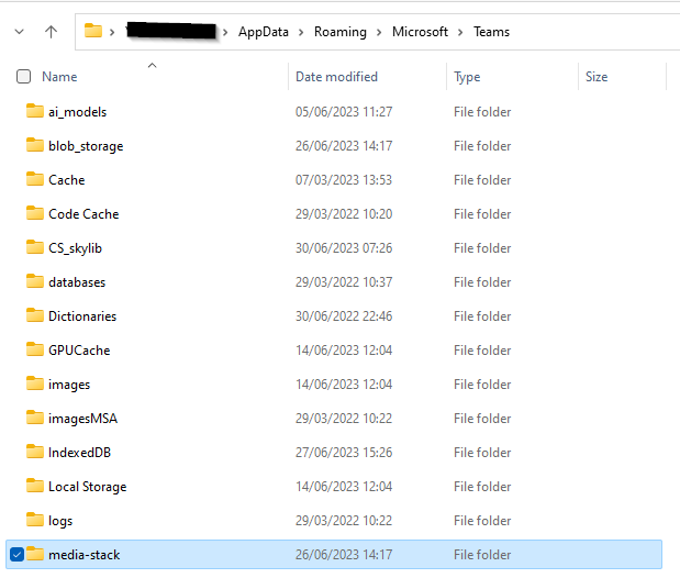 teams cache files